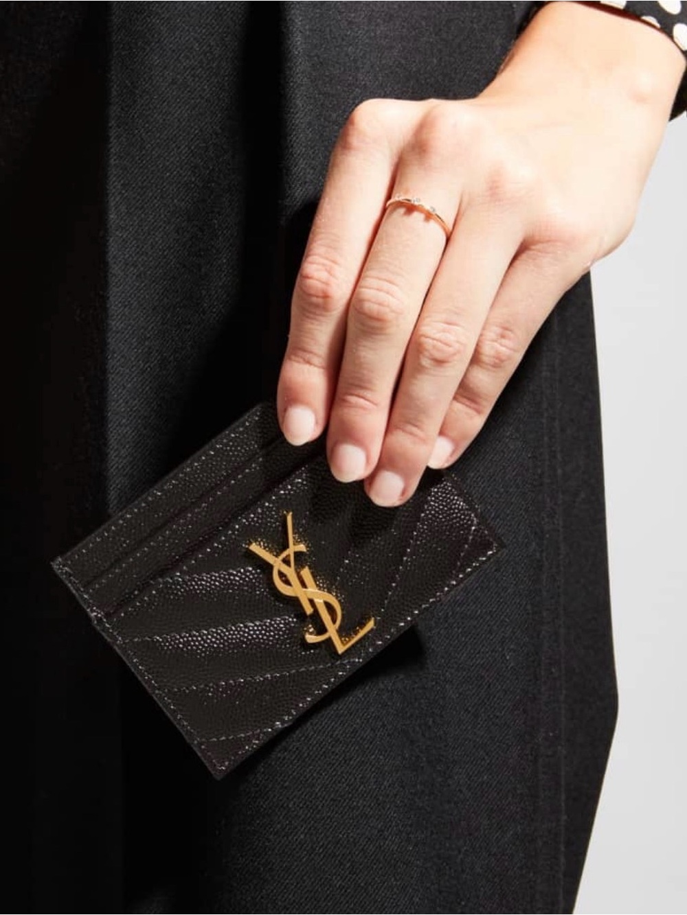 Saint Laurent Black Card Case with Gold YSL Monogram - Picture 2 of 11